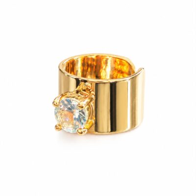 Piercing Fake Kristal Azul Céu Banhado a Ouro 18k